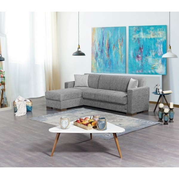 ΓΩΝΙΑΚΟΣ ΚΑΝΑΠΕΣ HUGO ΓΚΡΙ 236X146X81 εκ.