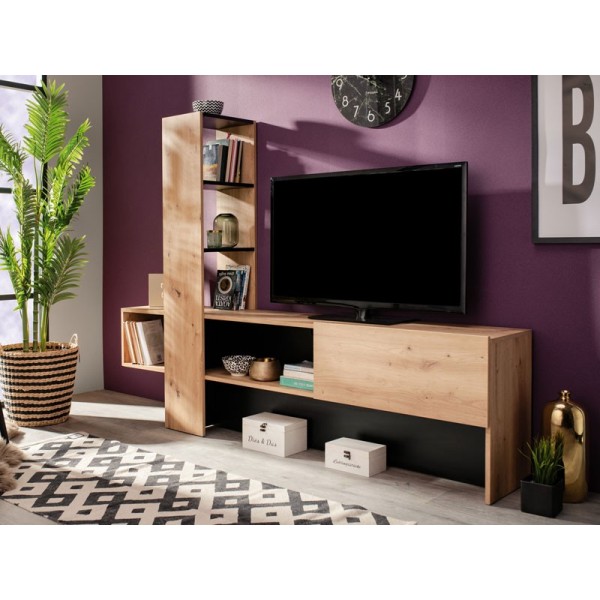 ΕΠΙΠΛΟ ΤΗΛΕΟΡΑΣΗΣ ORENSE ARTISAN OAK/ΜΑΥΡΟ 185,5X36,5X138,5 εκ.