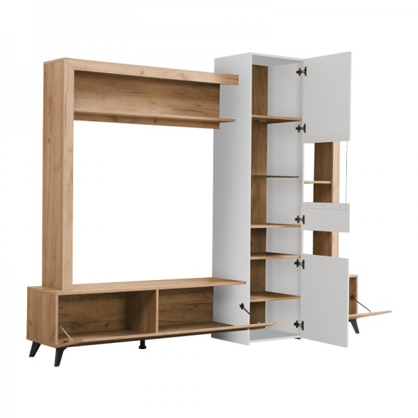 ΣΥΝΘΕΤΟ TV BURGOS ARTISAN OAK/ΛΕΥΚΟ 232x41,5x191,5 εκ.