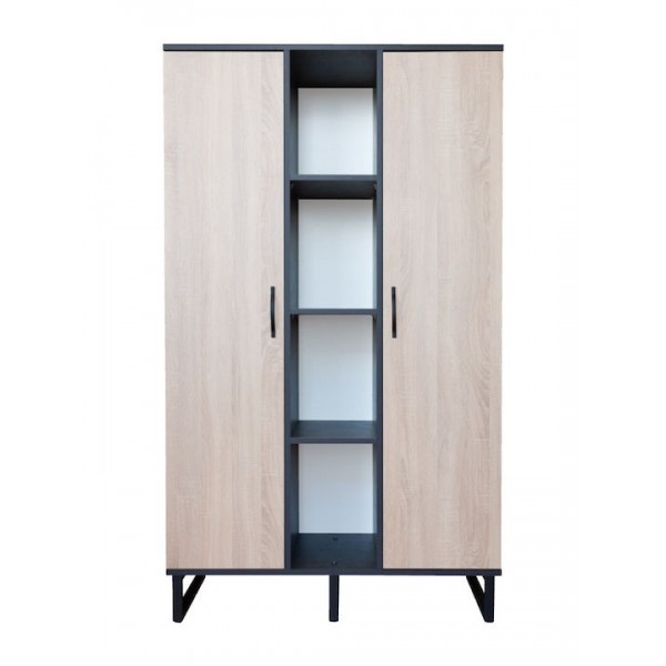 ΝΤΟΥΛΑΠΑ MYHOME ΜΕ 4 ΡΑΦΙΑ SONOMA/CEMENT ΣΚΟΥΡΟ 105x47x180εκ