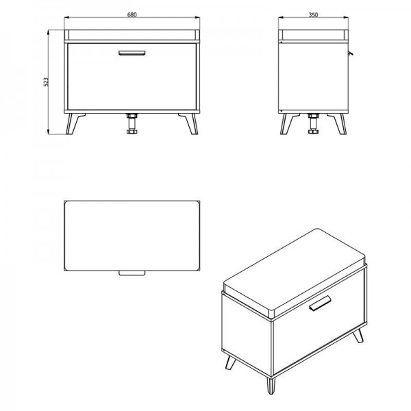 ΕΠΙΠΛΟ ΧΟΛ UMBRIA KOM GREY OAK 68x35x47,5εκ