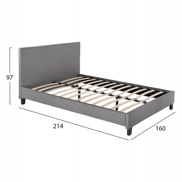 ΚΡΕΒΑΤΙ BECCA ΒΕΛΟΥΔΟ ΓΚΡΙ ΓΙΑ ΣΤΡΩΜΑ 150x200 EK.