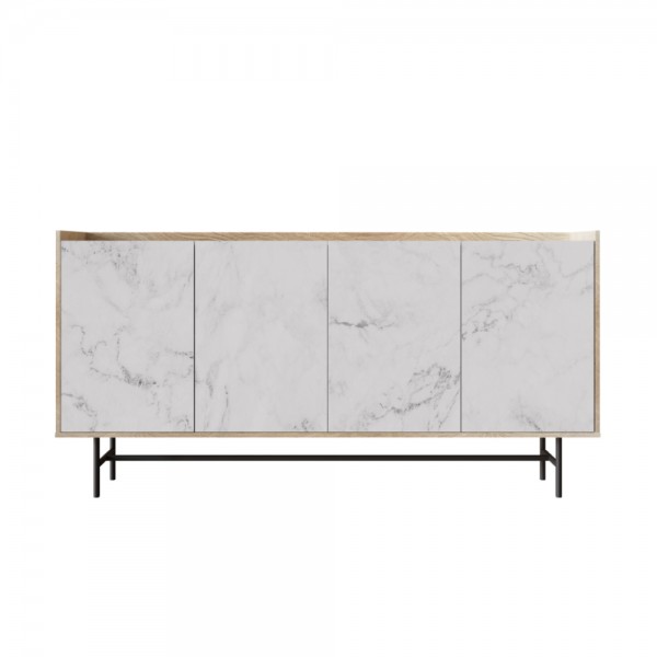 STOCKHOLM ΜΠΟΥΦΕΣ SONOMA DECAPE ΛΕΥΚΟ ΜΕ ΟΨΗ ΜΑΡΜΑΡΟΥ 161x39.5x80